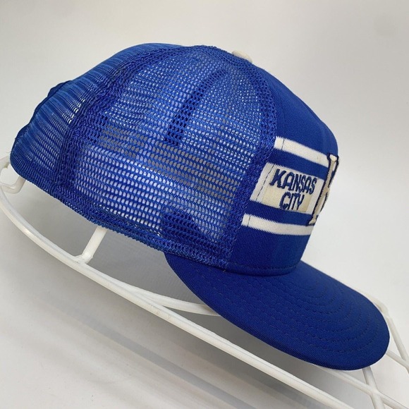 Vintage Kansas City Royals Mesh Back Trucker Snapback Hat Superstripe Large USA - Picture 4 of 15